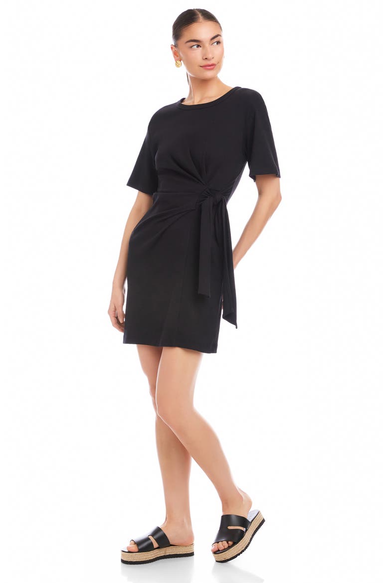 Diana Side Tie Dress, Alternate, color, BLACK
