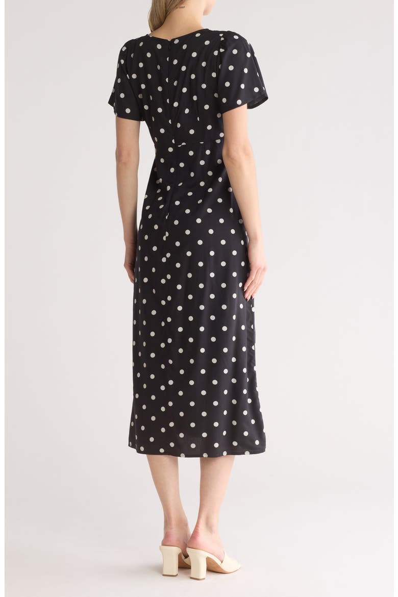 Polka Dot Flutter Sleeve Dress, Alternate, color, TRUE BLACK