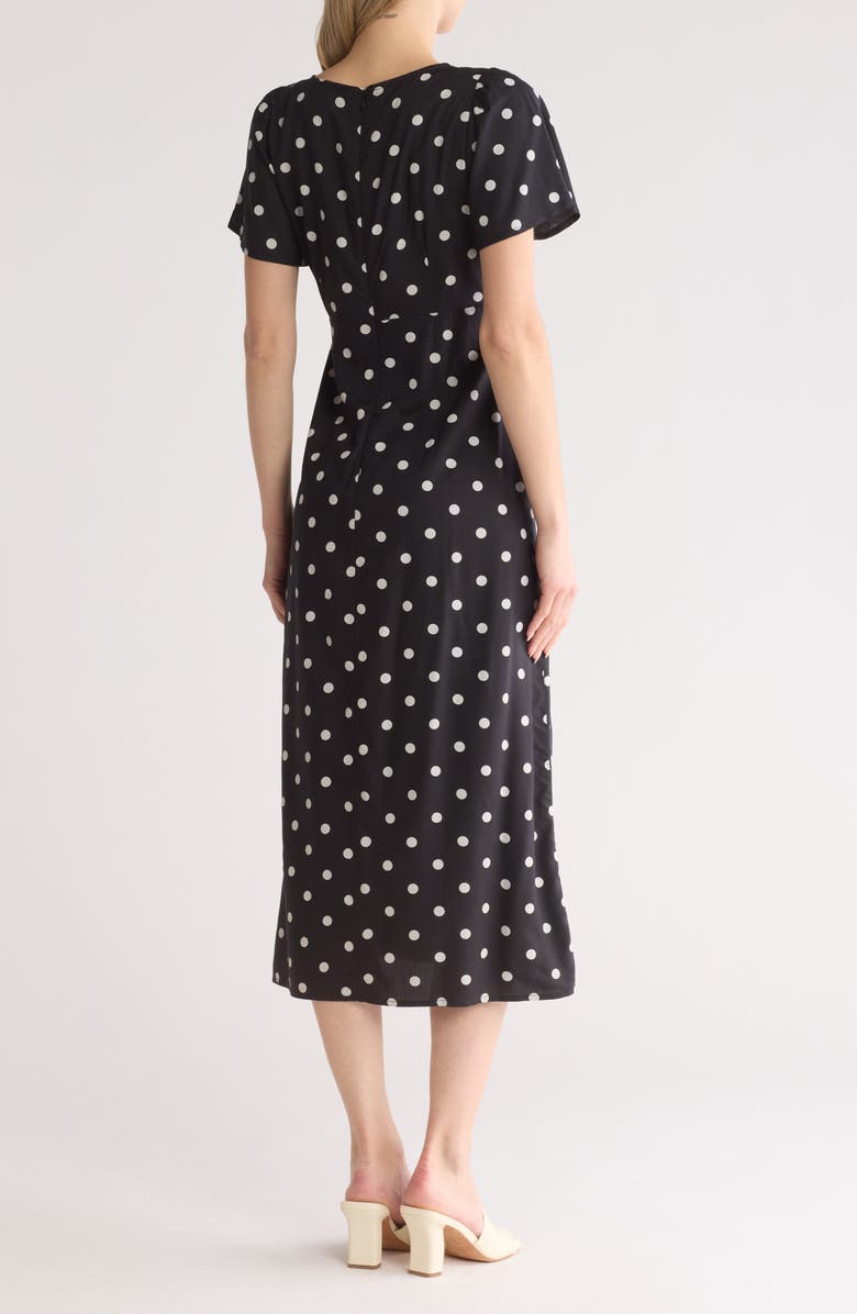 Madewell Polka Dot Flutter Sleeve Dress, Alternate, color,
