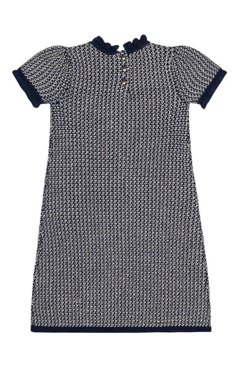 Hope & Henry Girls' Organic Ruffle Edge Sweater Dress, Kids, Alternate, color, Chunky Navy Tweed