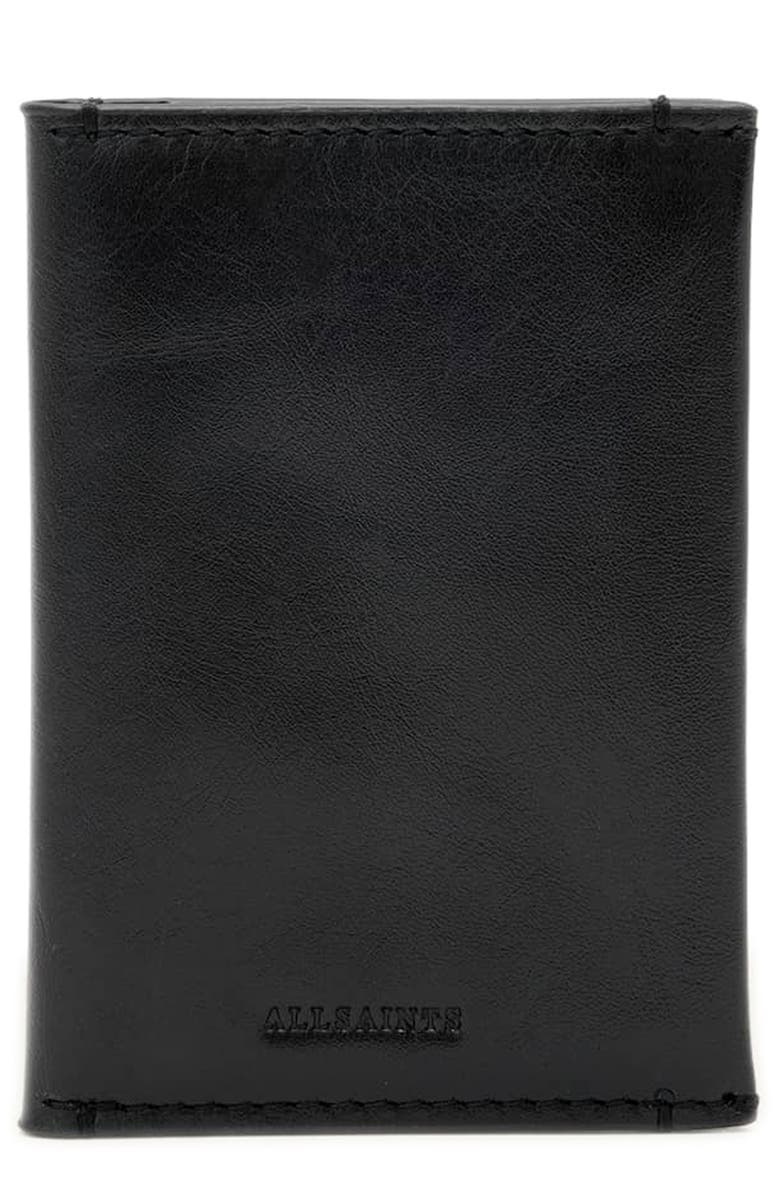 AllSaints Leather Bifold Wallet, Main, color, Black