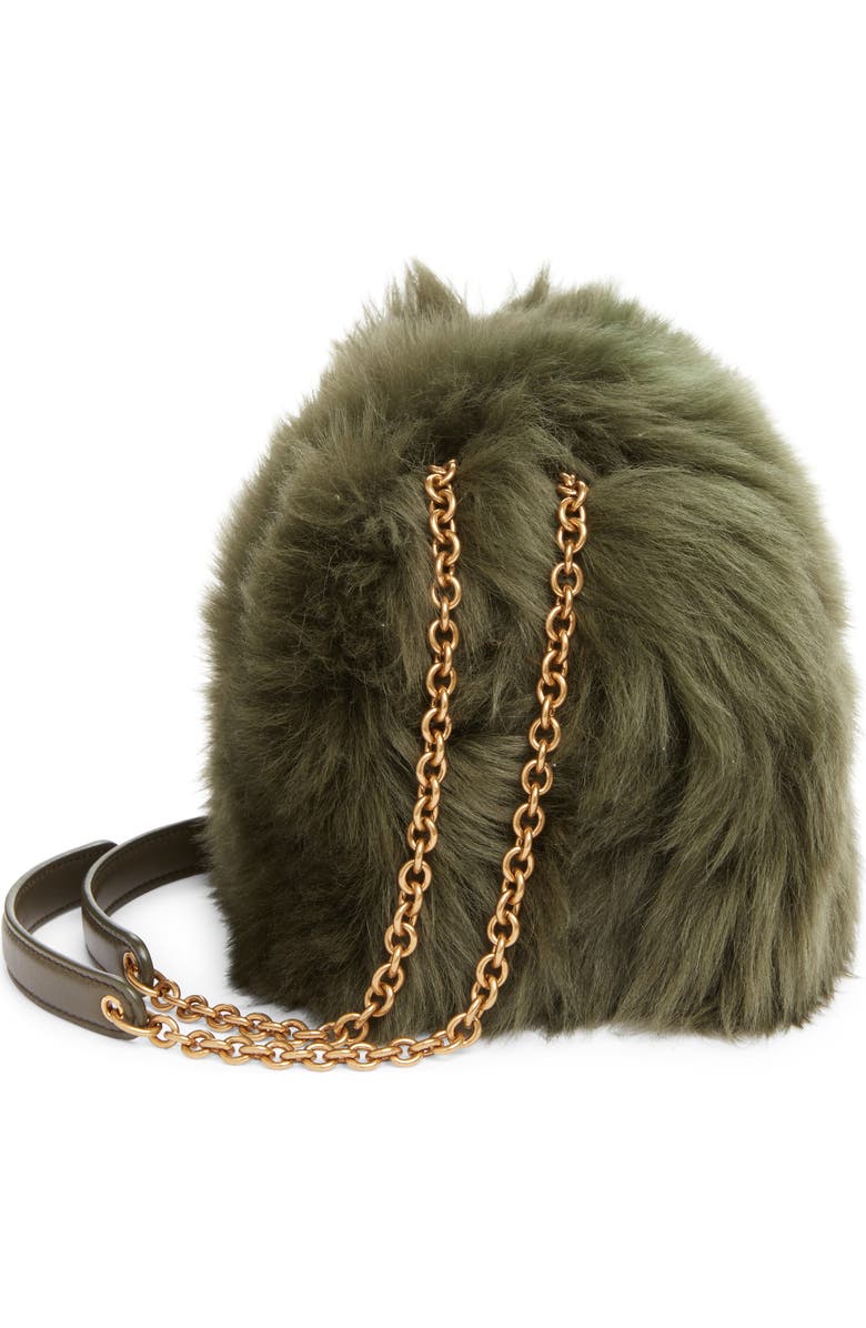 Saint Laurent Mini Jamie 4.3 Genuine Shearling Shoulder Bag, Alternate, color, Dark Olive