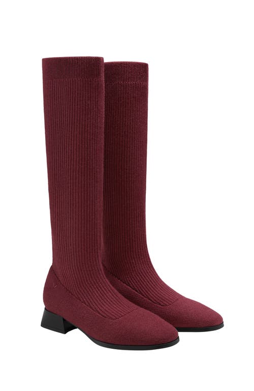 Vivaia Tara Pro Square-toe Water Repellent Wool Knee-high Boots In Burgundy