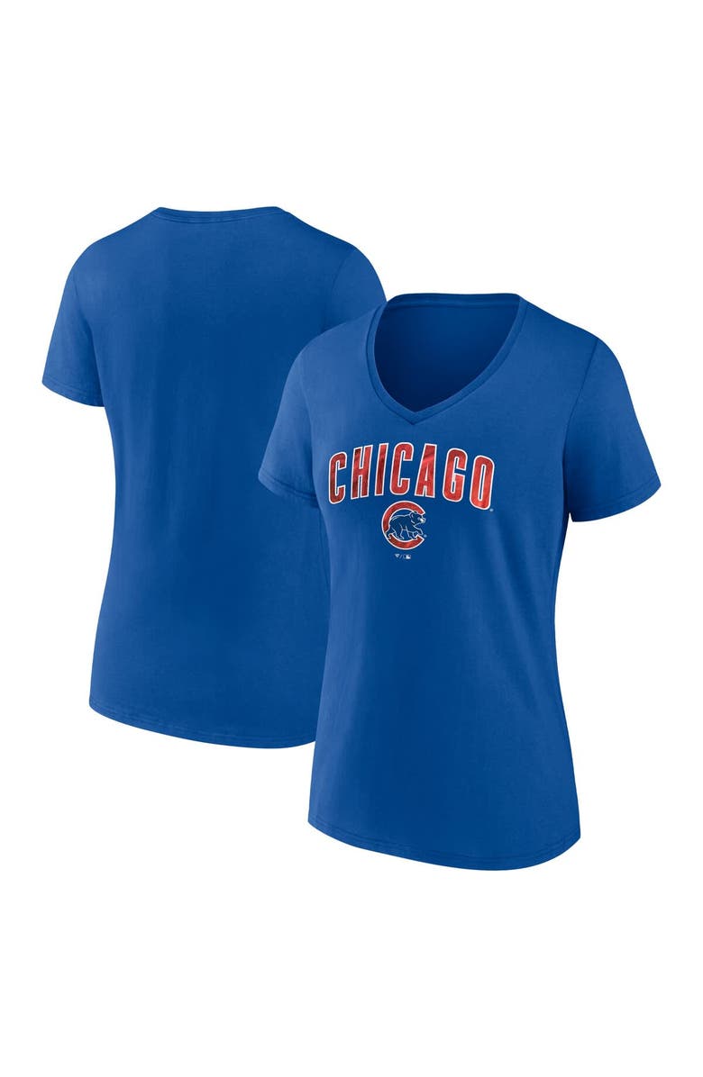 FANATICS Women's Fanatics Royal Chicago Cubs Shine Bright V-Neck T-Shirt, Main, color, 