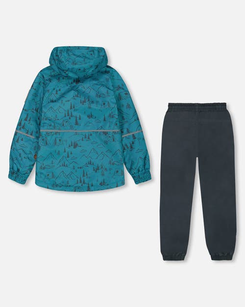 Deux Par Deux Little Boy's Two-piece Mid-season Outerwear Set Blue And Gray In Blue And Gray