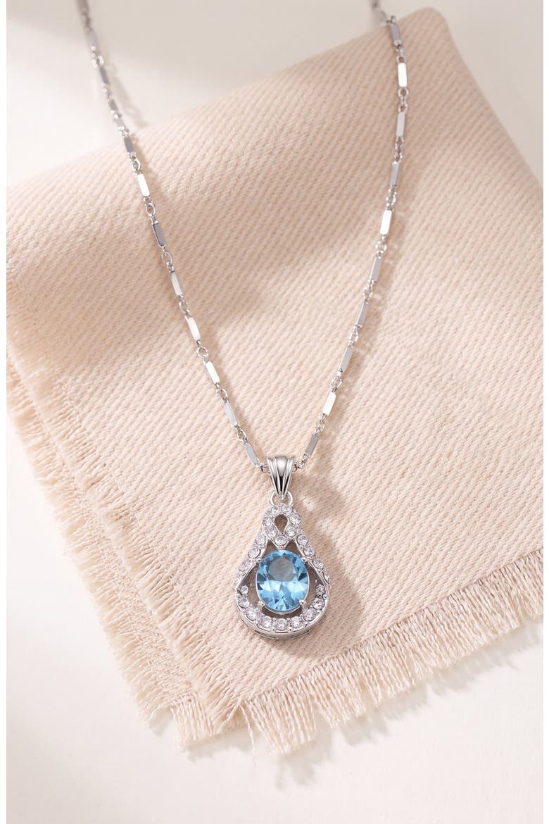 Teardrop Crystal Pendant Necklace, Alternate, color, Light Sapphire