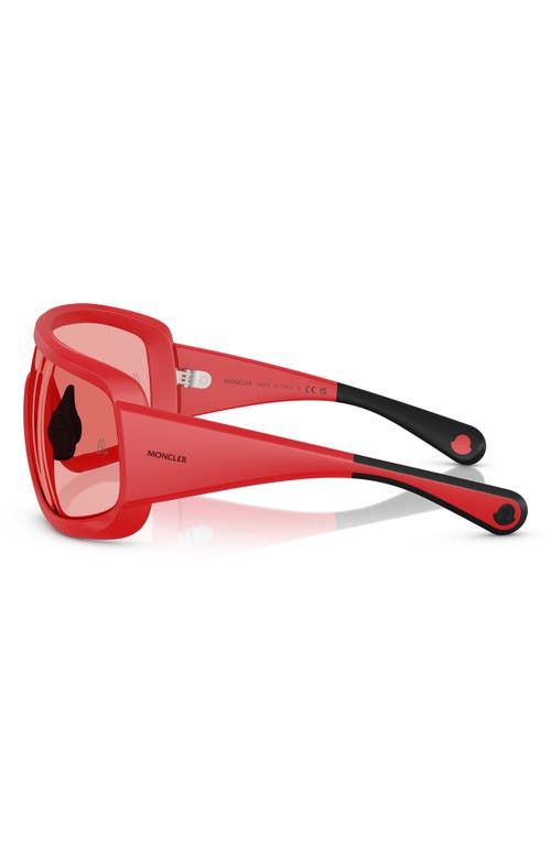 Moncler 142mm Rectangular Shield Sunglasses In Matte Red