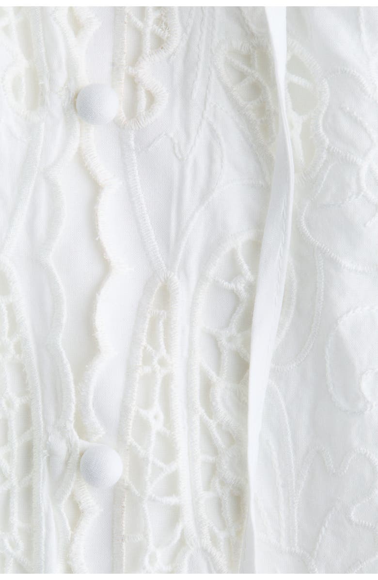 H&M Broderie Anglaise Cotton Blouse, Alternate, color, White