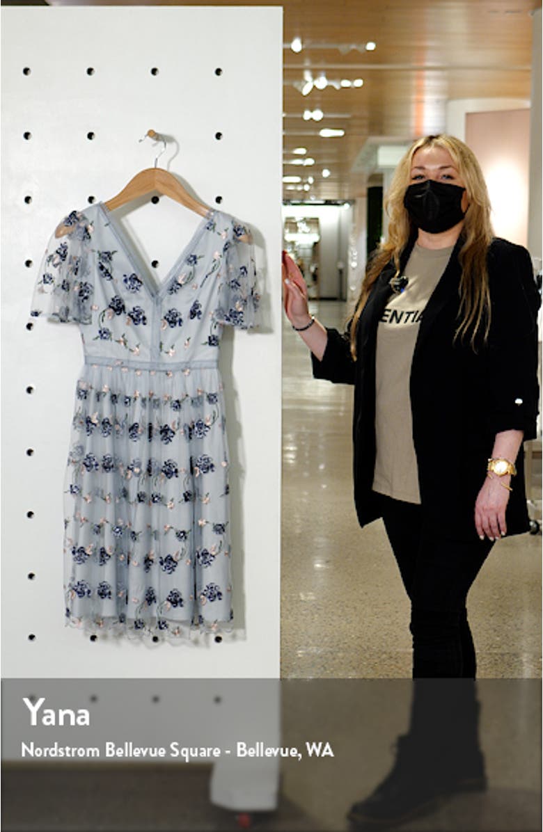 Floral Embroidered Tulle Cocktail Dress, sales video thumbnail