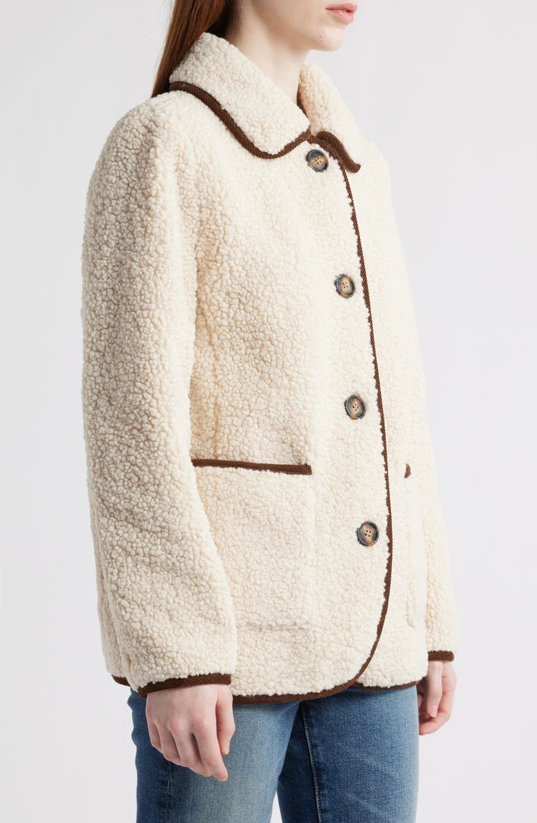 Bernardo Contrast Trim Faux Shearling Jacket, Alternate, color, Cream