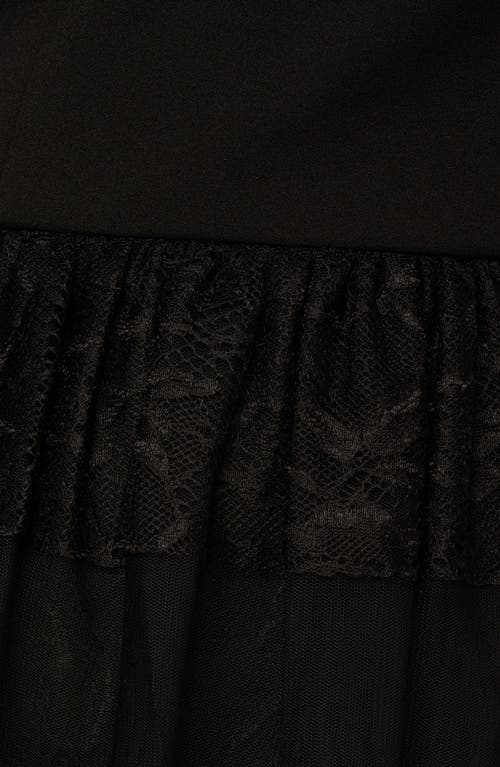 Adrianna Papell Off The Shoulder Tiered Lace Gown In Black