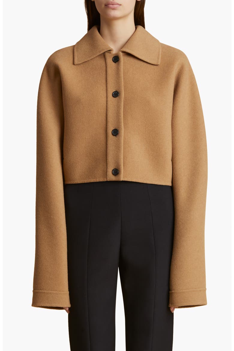 Sue Crop Wool Felt Jacket, Main, color, CAMEL