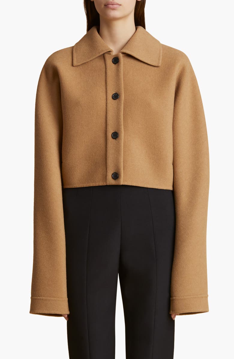 Khaite Sue Crop Wool Felt Jacket, Main, color, 