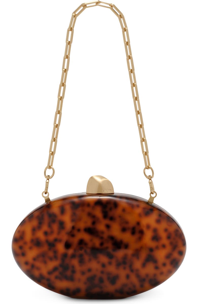 Cult Gaia Eviana Clutch, Main, color, Caramel Tortoise