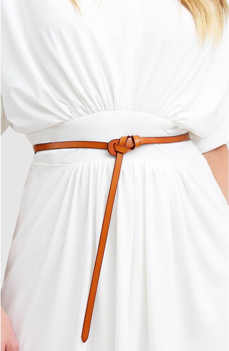 Belle & Bloom London Mood Leather Tie Belt, Alternate, color, Black