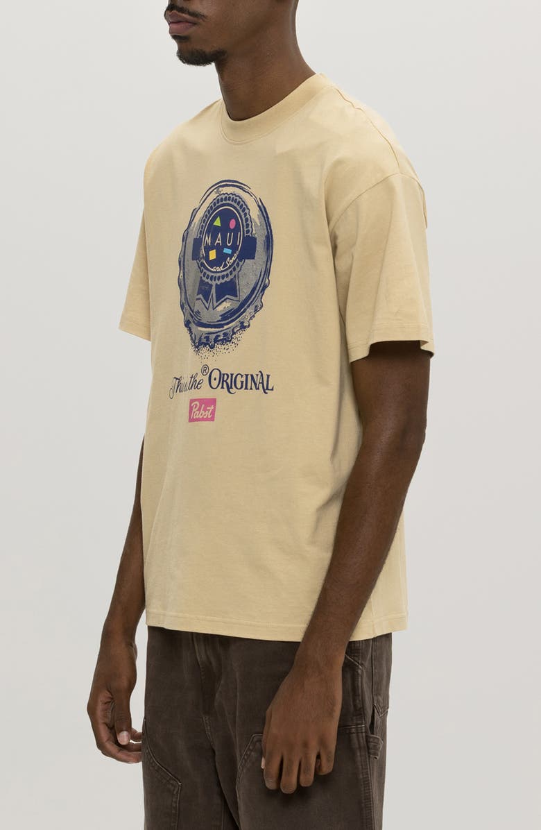 Maui & Sons x Pabst Blue Ribbon Graphic T-Shirt, Alternate, color, Tan