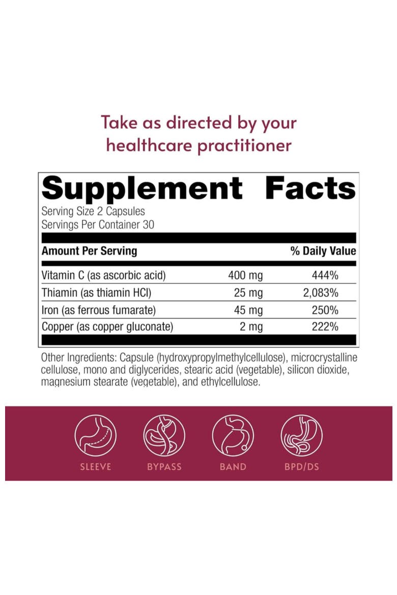 Iron 45 mg Enhanced Absorption Supplement with Vitamin C Thiamin and Copper 60 Count, Alternate, color, None