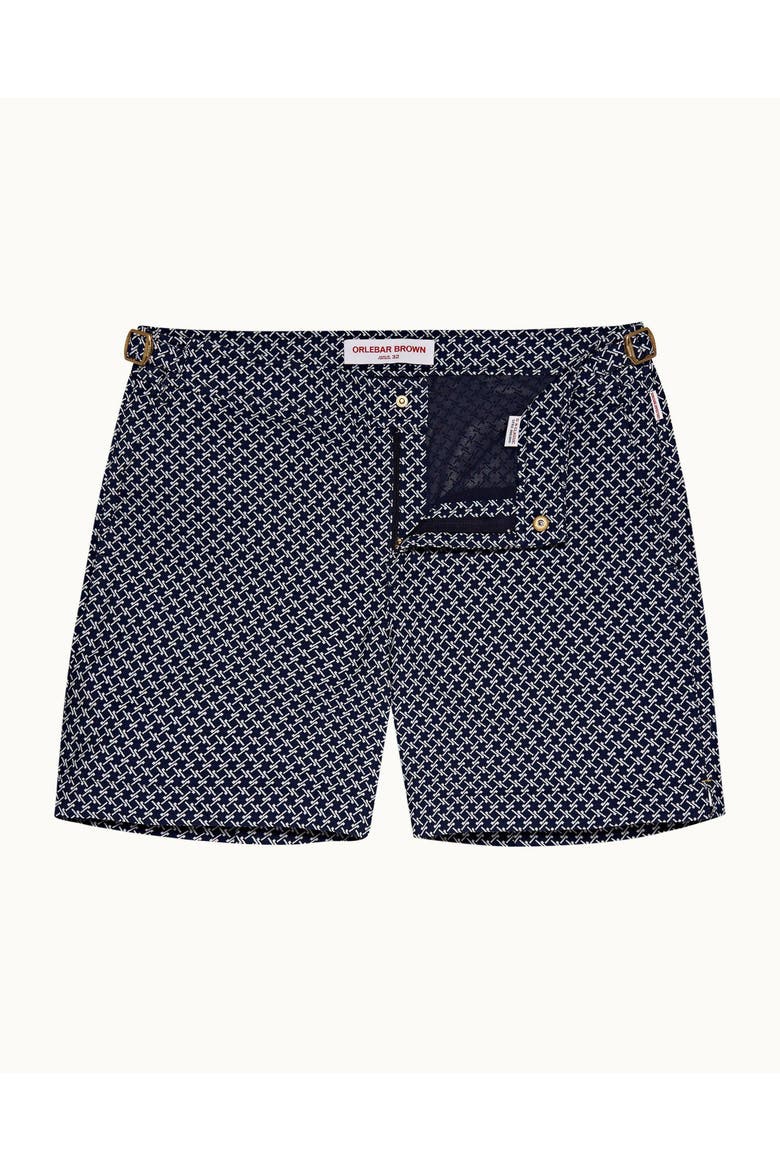 Bulldog Jacquard Mid-Length Swim Shorts, Main, color, NIGHT IRIS/CLOUD