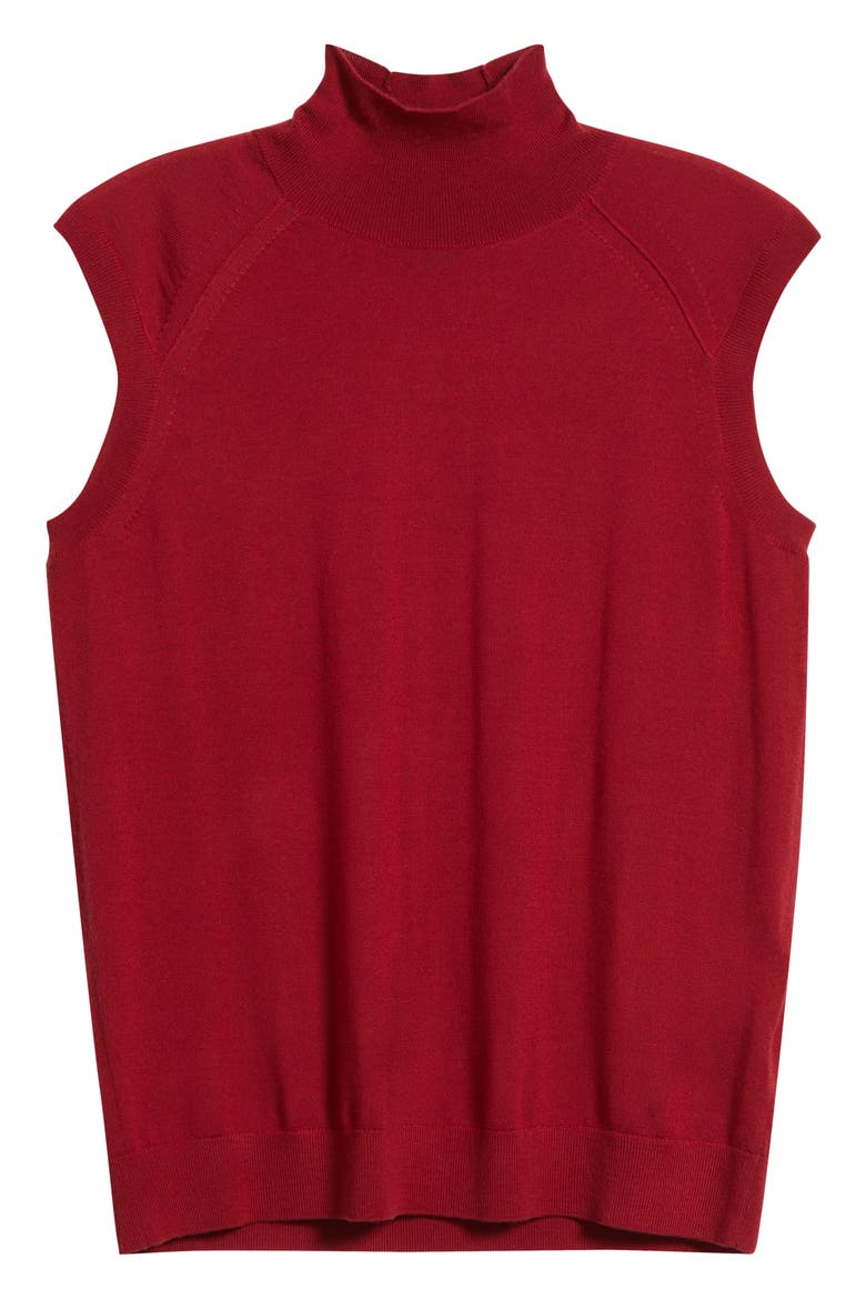 Fipini Virgin Wool Turtleneck Tank, Alternate, color, DK RD