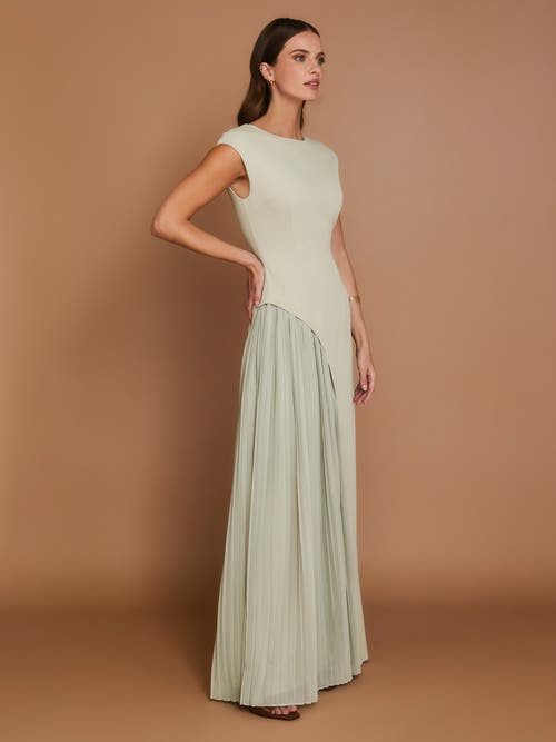 Six Stories Pleated Skirt Cap Sleeve Maxi Dress In Green