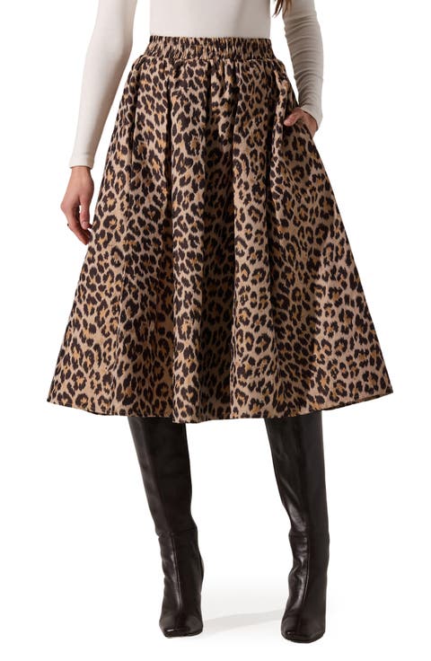 Andolina Animal Print Midi Skirt