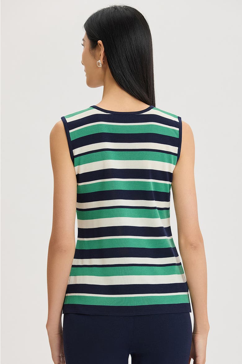 Mid-Length Stripe Scoop Neck Knit Tank, Alternate, color, Indigo/Kelly Green/Ivory