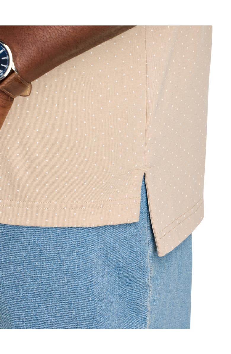 Harbor Bay by DXL Big & Tall Pin Dot Printed Polo Shirt, Alternate, color, Oatmeal Print
