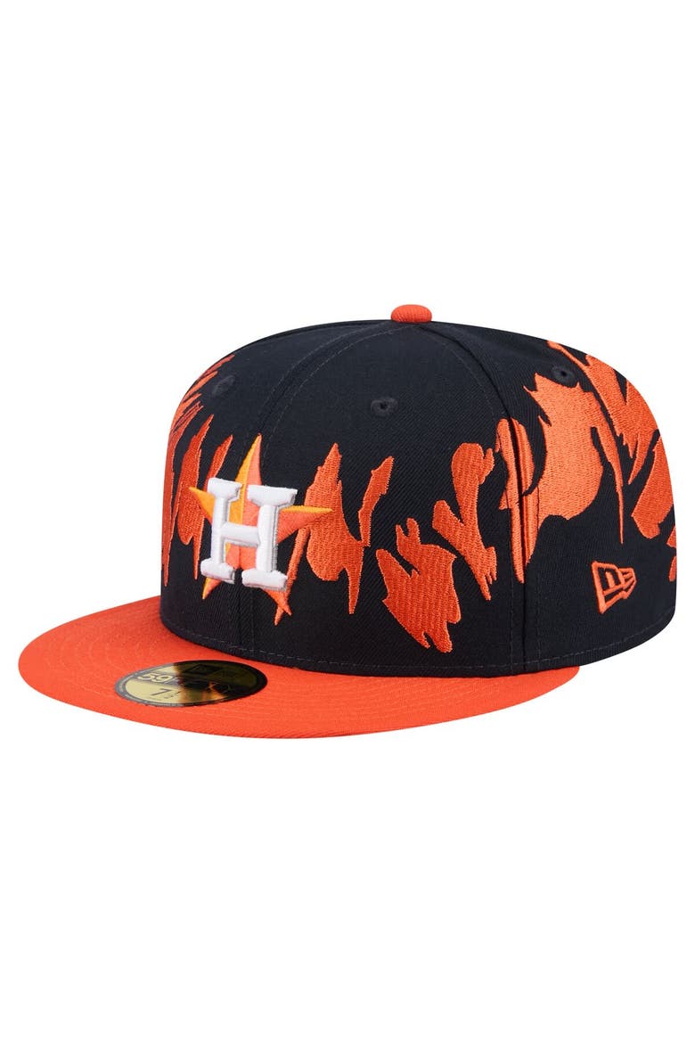 Men's New Era Navy/Orange Houston Astros Retro Pattern 59FIFTY Fitted Hat, Main, color, Navy