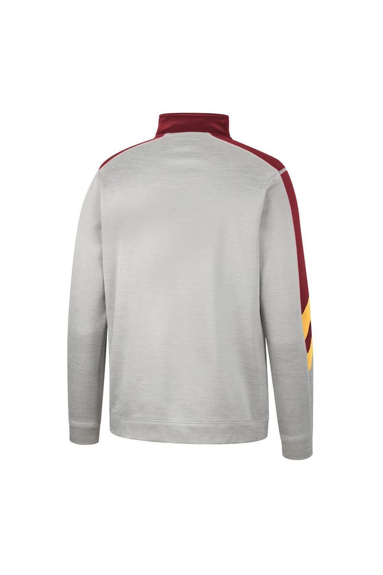 Men's Colosseum Gray/Maroon Minnesota Golden Gophers Bushwood Fleece Quarter-Zip Jacket, Alternate, color, Gray