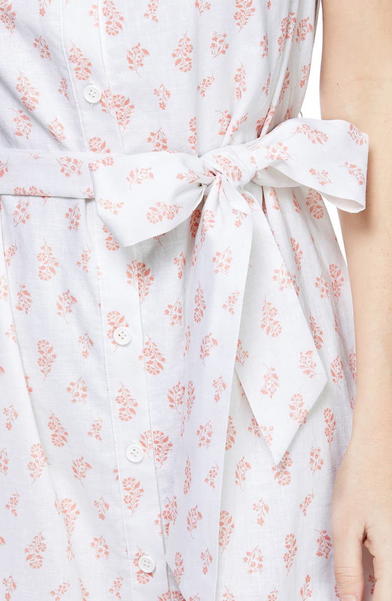 Gal Meets Glam Collection Della Floating Floral Linen Blend Dress, Alternate, color, 