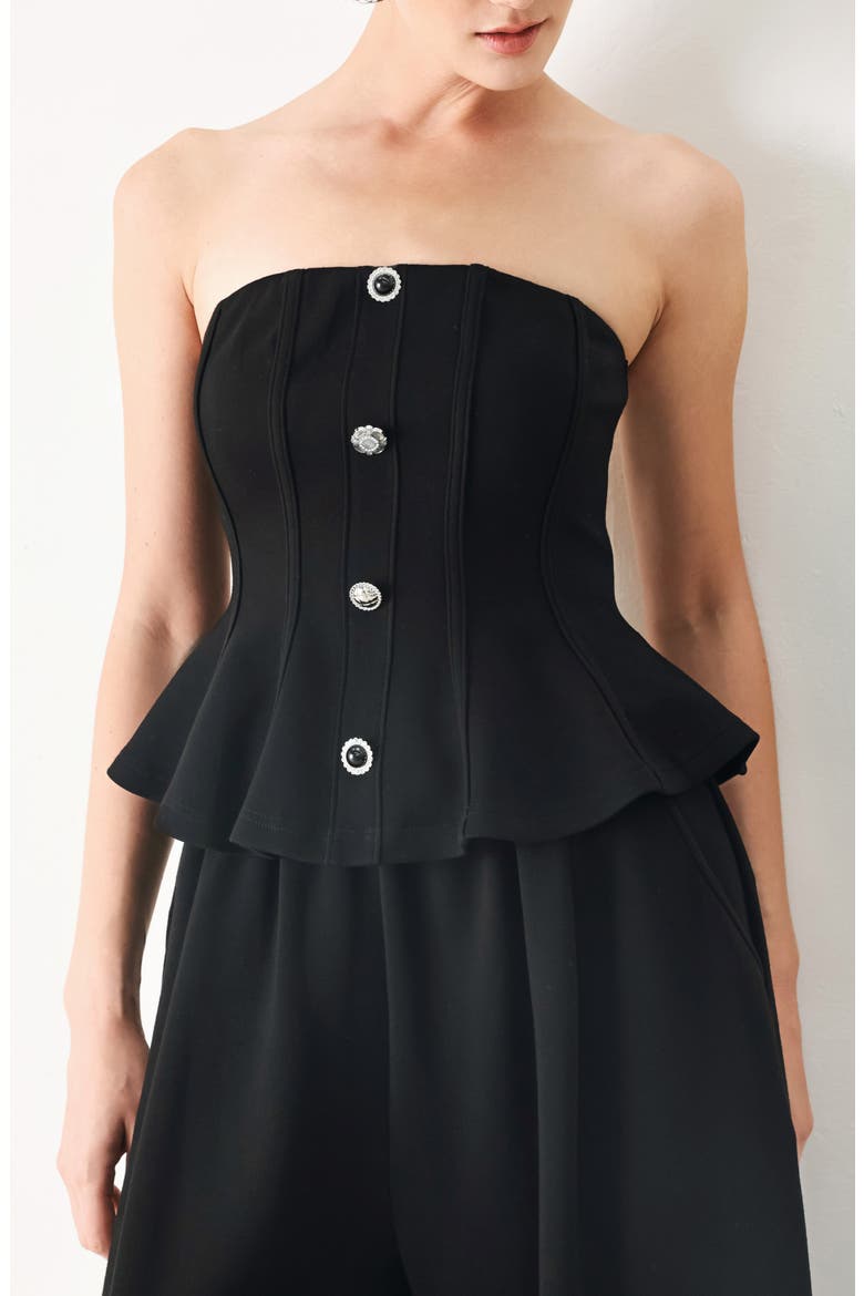 Peplum Tube Top, Alternate, color, BLACK
