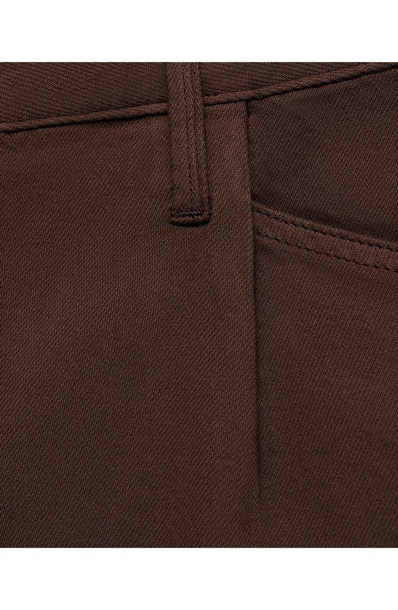 MANGO Frayed Hem Denim Shorts, Alternate, color, Chocolate