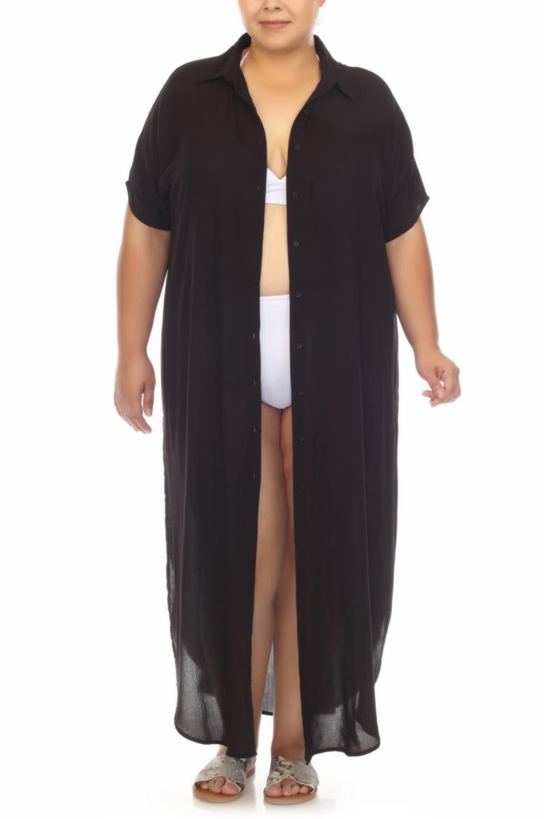 Maxi Shirtdress, Alternate, color, BLACK