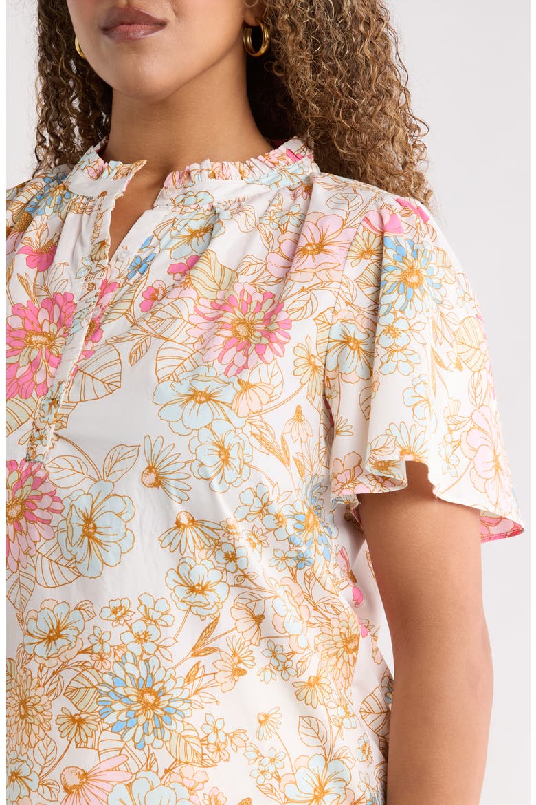 Day Lily Floral Ruffle Top, Alternate, color, OFF-WHITE-MULTI