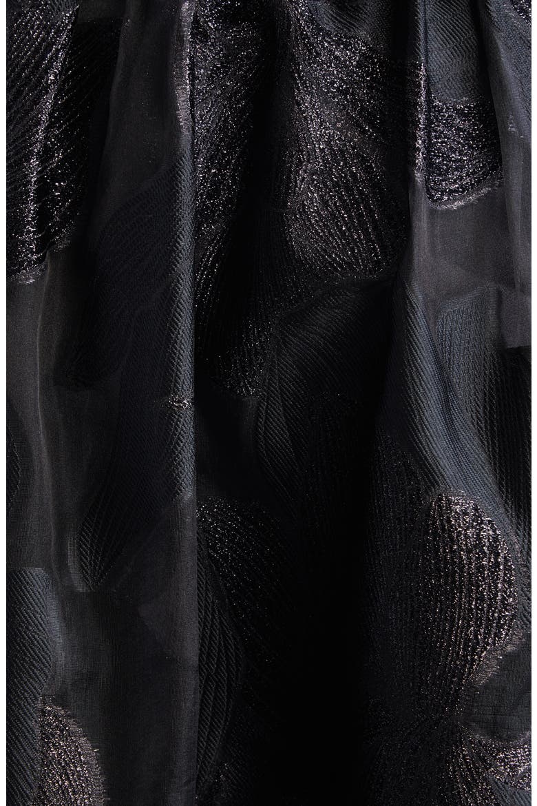 Metallic Floral Jacquard Organza Skirt, Alternate, color, BLACK