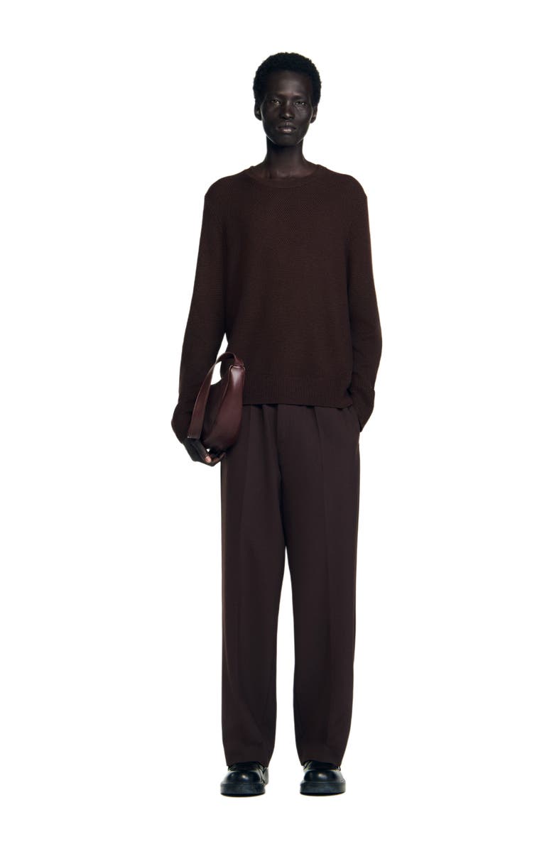 SANDRO Textured knit sweater, Alternate, color, Chocolate