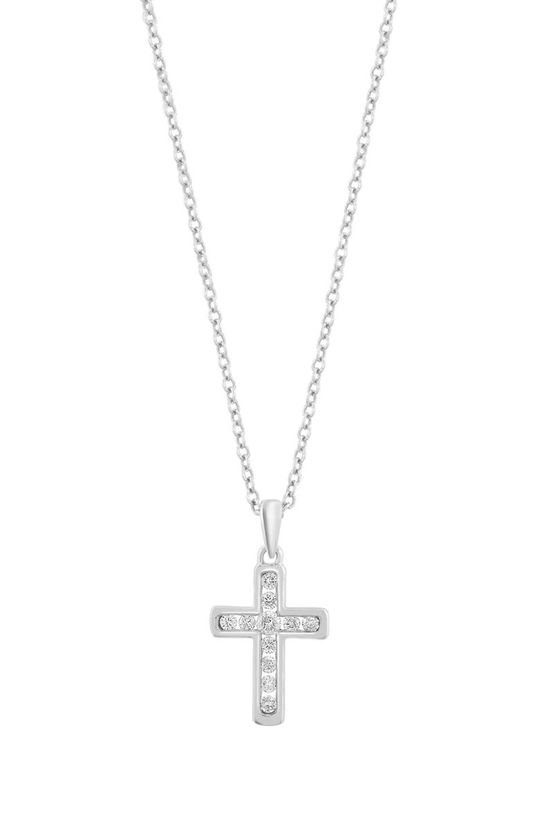 EFFY 14K White Gold Diamond Cross Pendant Necklace, Main, color, 
