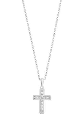 EFFY EFFY 14K WHITE GOLD DIAMOND CROSS PENDANT NECKLACE