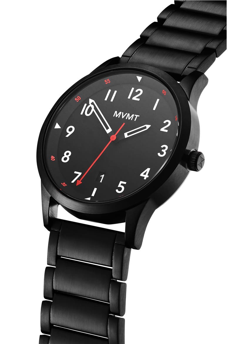 MVMT Field Bracelet Watch, 41mm, Alternate, color, BLACK