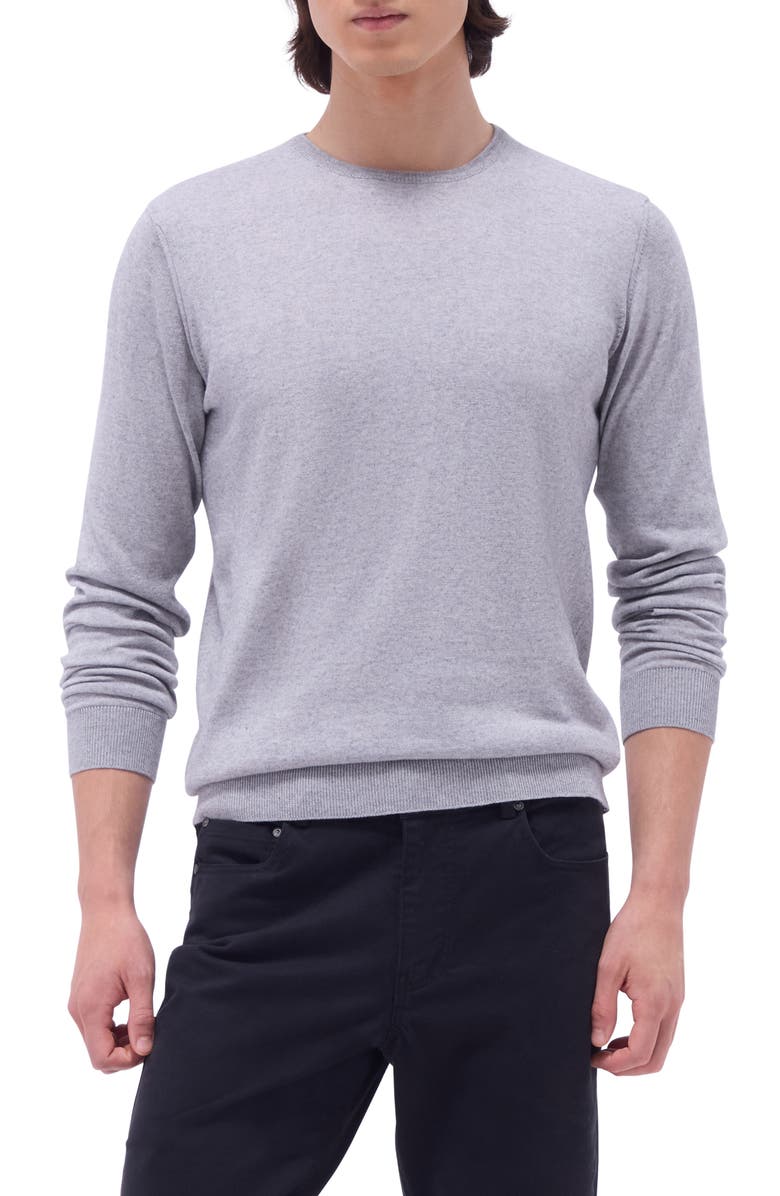 Bugatchi Cotton & Cashmere Crewneck Sweater, Main, color, Platinum