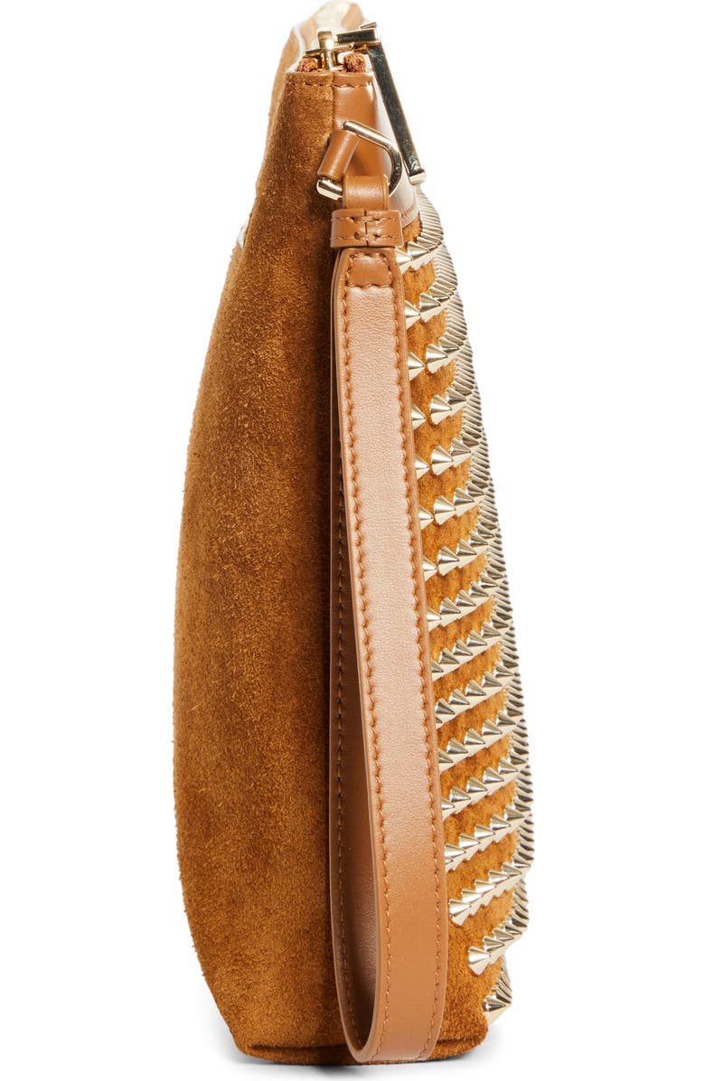 Christian Louboutin Funky Crosta Spikes Suede Wristlet, Alternate, color, Rhea/ Gold