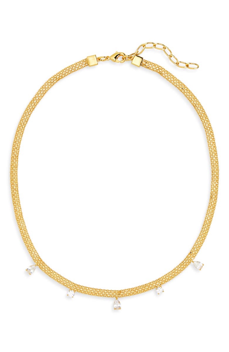 Nordstrom Cubic Zirconia Charm Mesh Collar Necklace, Main, color, Clear- Gold