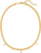 Nordstrom Cubic Zirconia Charm Mesh Collar Necklace