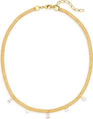 Nordstrom Cubic Zirconia Charm Mesh Collar Necklace