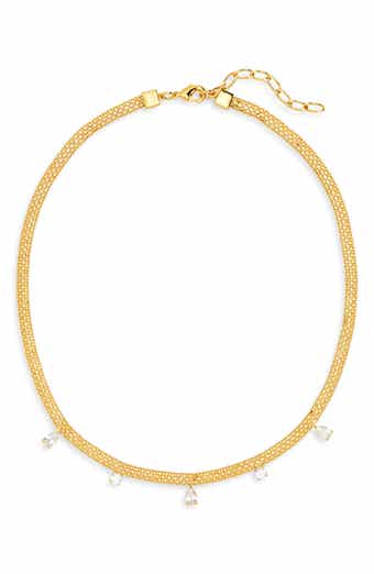 Cubic Zirconia Charm Mesh Collar Necklace