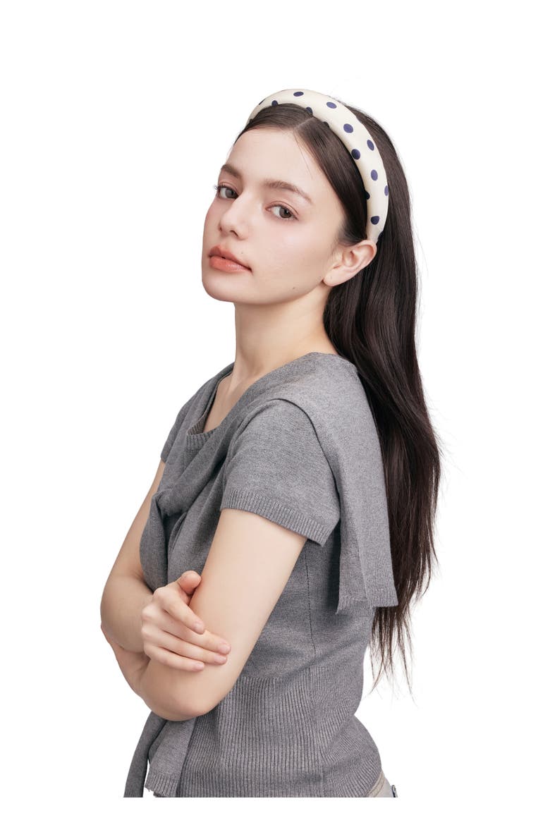 Polka Dot Silk Headband, Alternate, color, Black & White