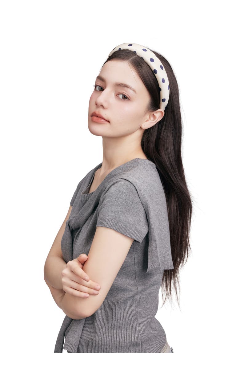 OLAH Polka Dot Silk Headband, Alternate, color, Black & White