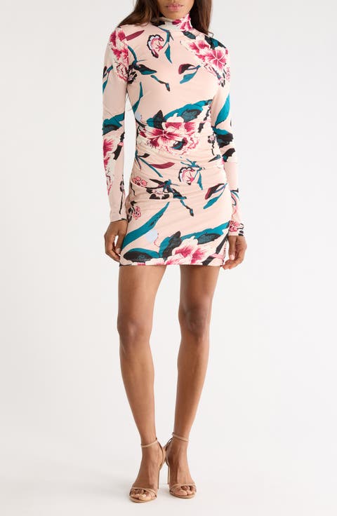 Lucy Floral Print Mock Neck Dress