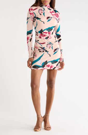 Diane von Furstenberg Lucy Floral Print Mock Neck Dress