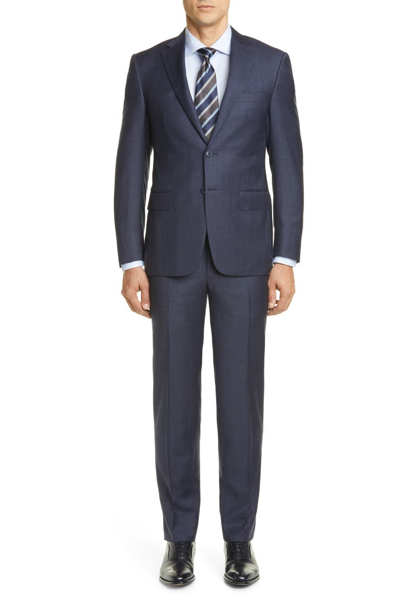 Sienna Soft Plaid Wool Suit, Main, color, BLUE